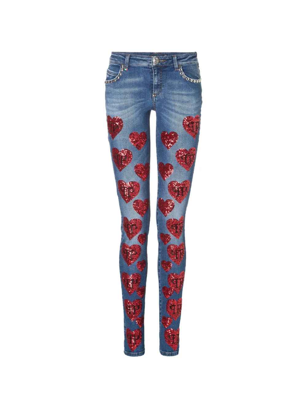 Philipp Plein heart-detail jeans - Blu