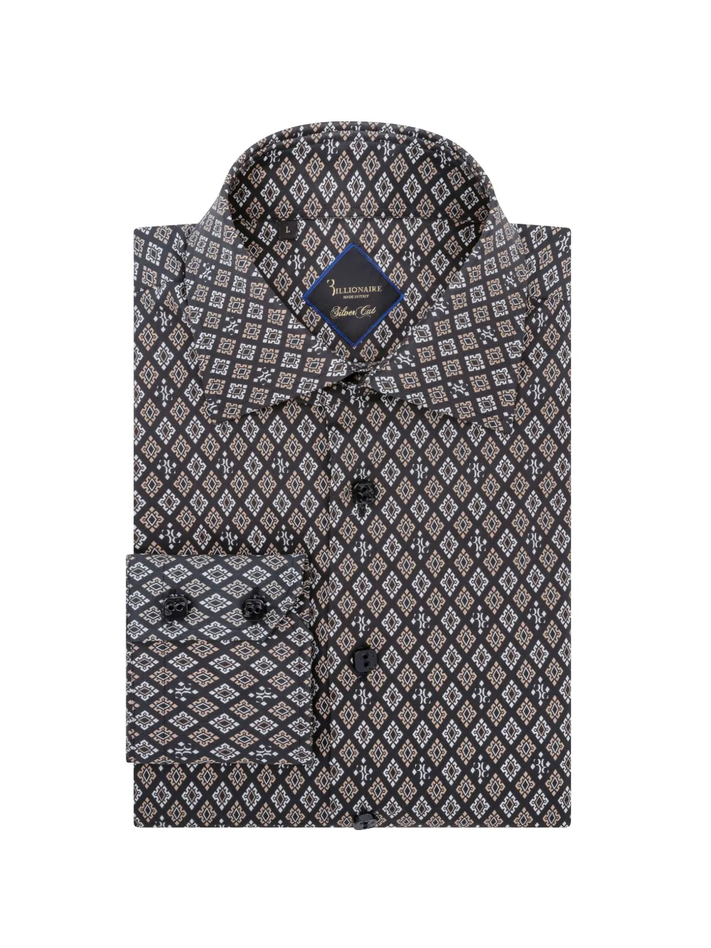 Billionaire Overhemd met geometrische print en lange mouwen Zwart