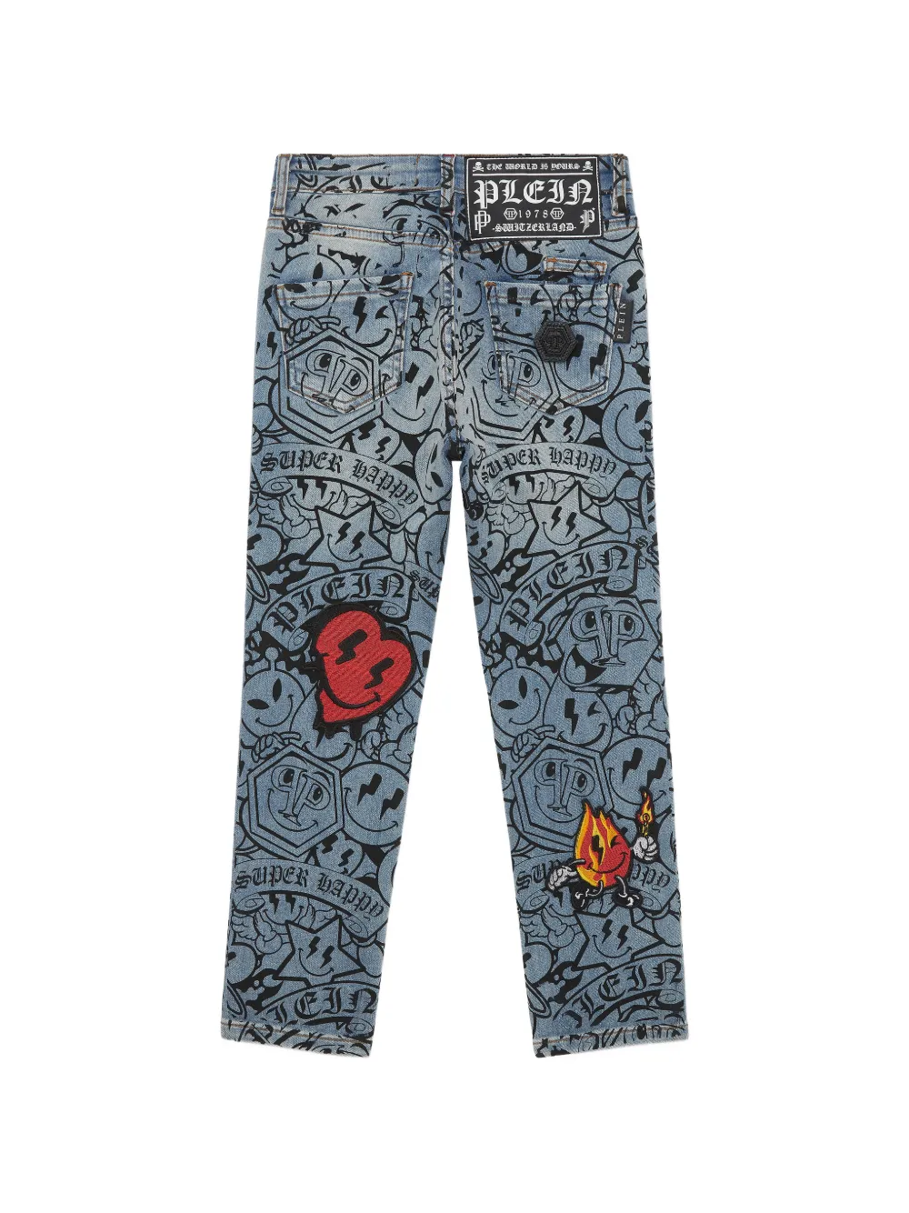 Philipp Plein Junior Jeans met smile-applicatie Blauw