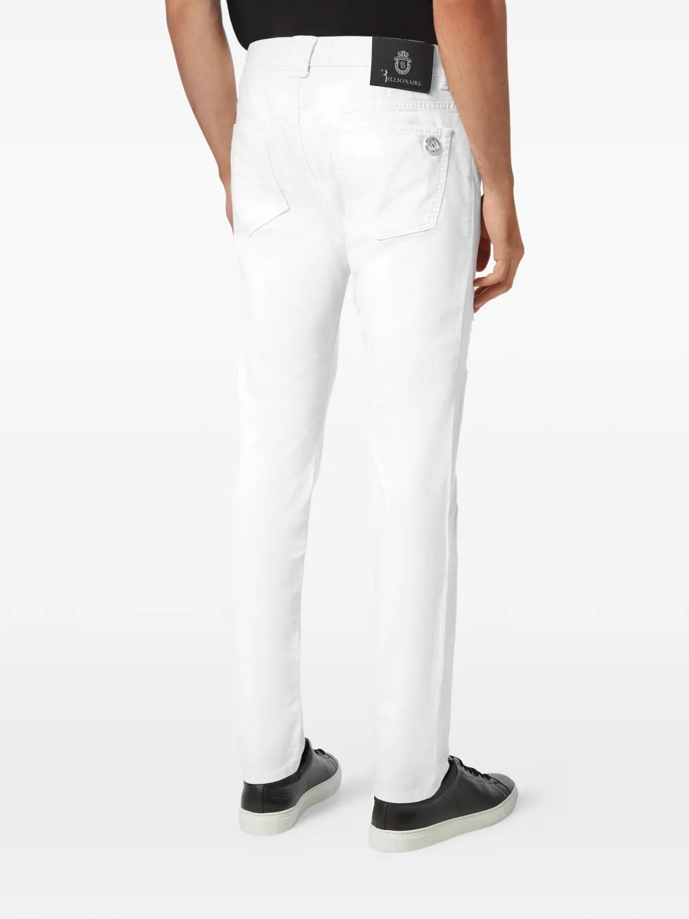 Billionaire Slim-fit jeans met monogram-studs Wit