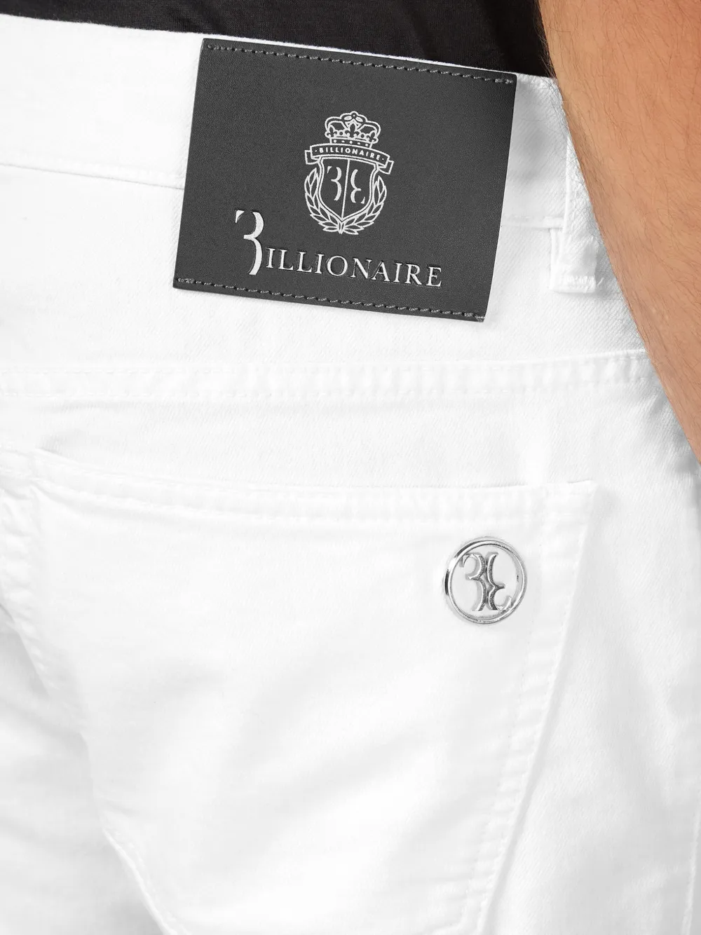 Billionaire Slim-fit jeans met monogram-studs Wit