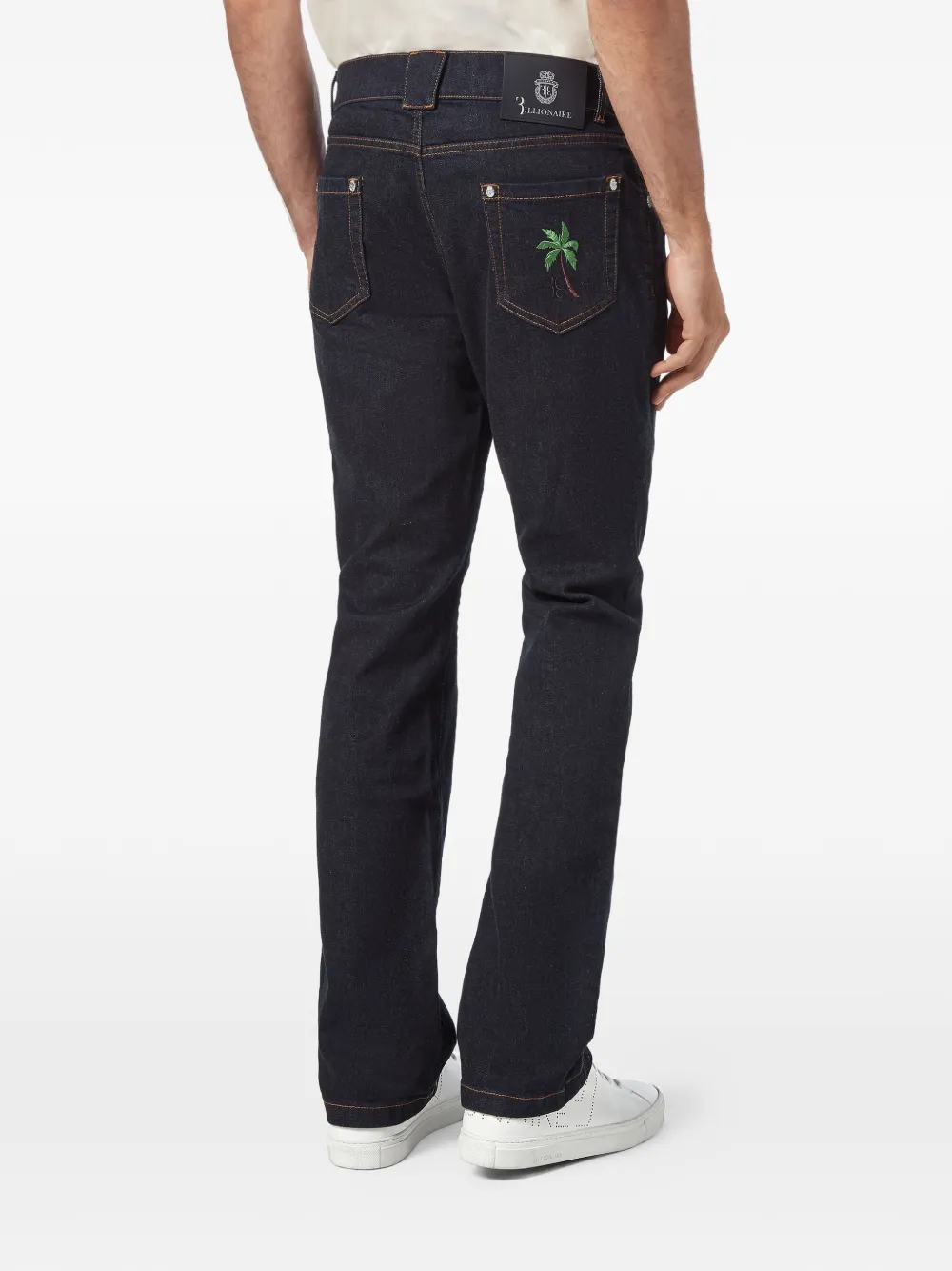 Billionaire Regular-fit jeans met geborduurde palm Blauw