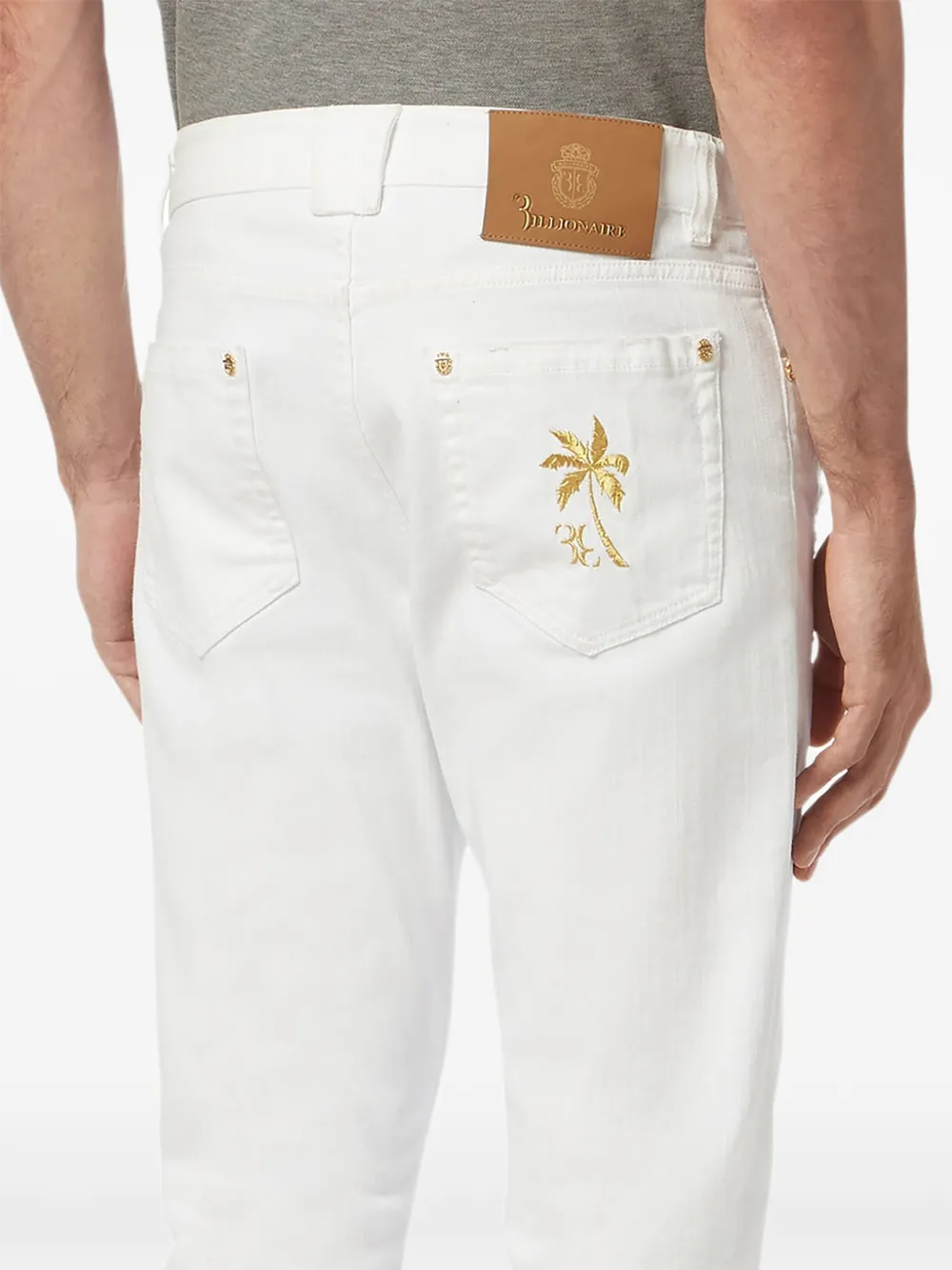 Billionaire Straight jeans met borduurwerk Wit