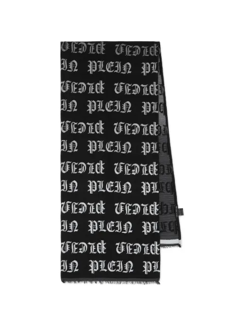 Philipp Plein logo-lettering frayed scarf