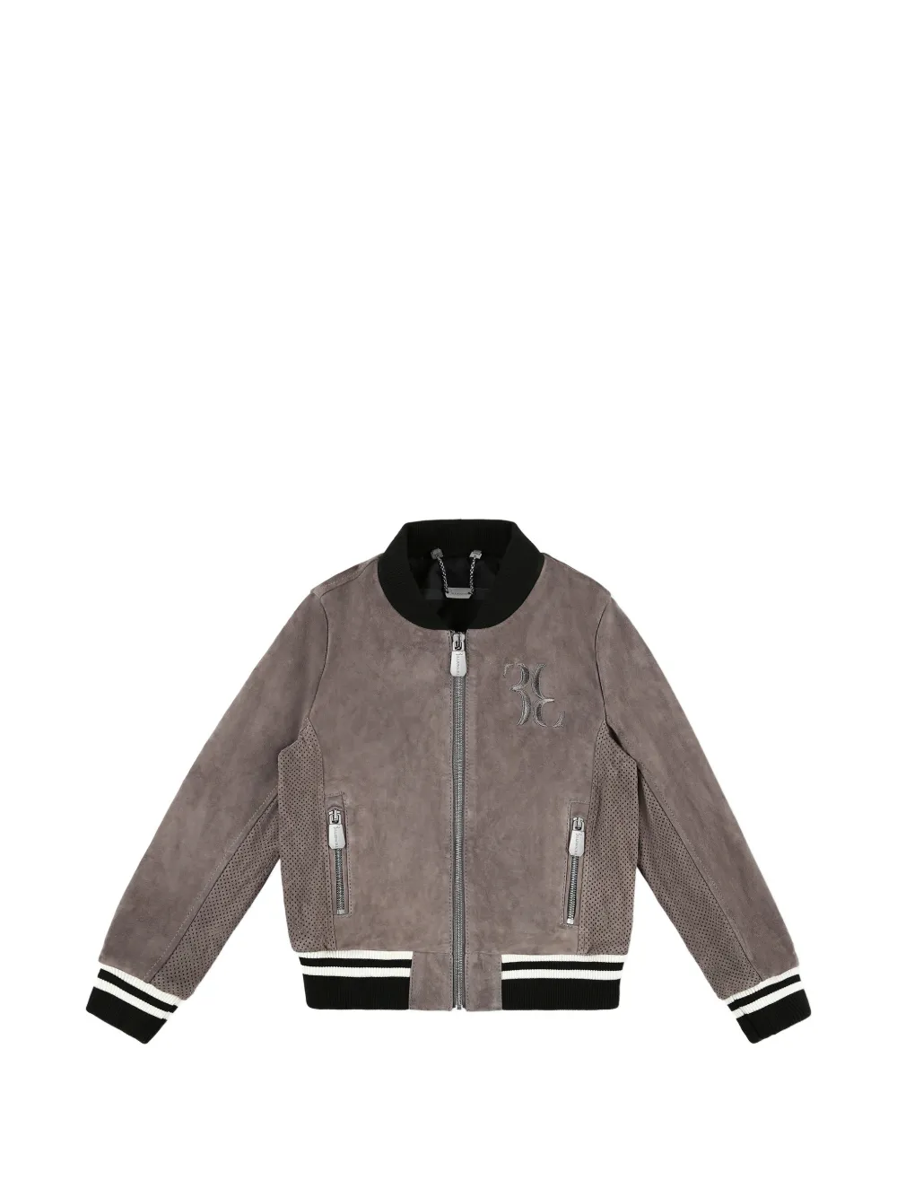 Billionaire Kids logo-embroidery bomber jacket - Grigio