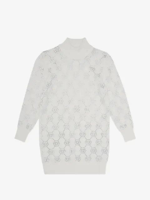 Philipp Plein Junior vestido tejido con monograma