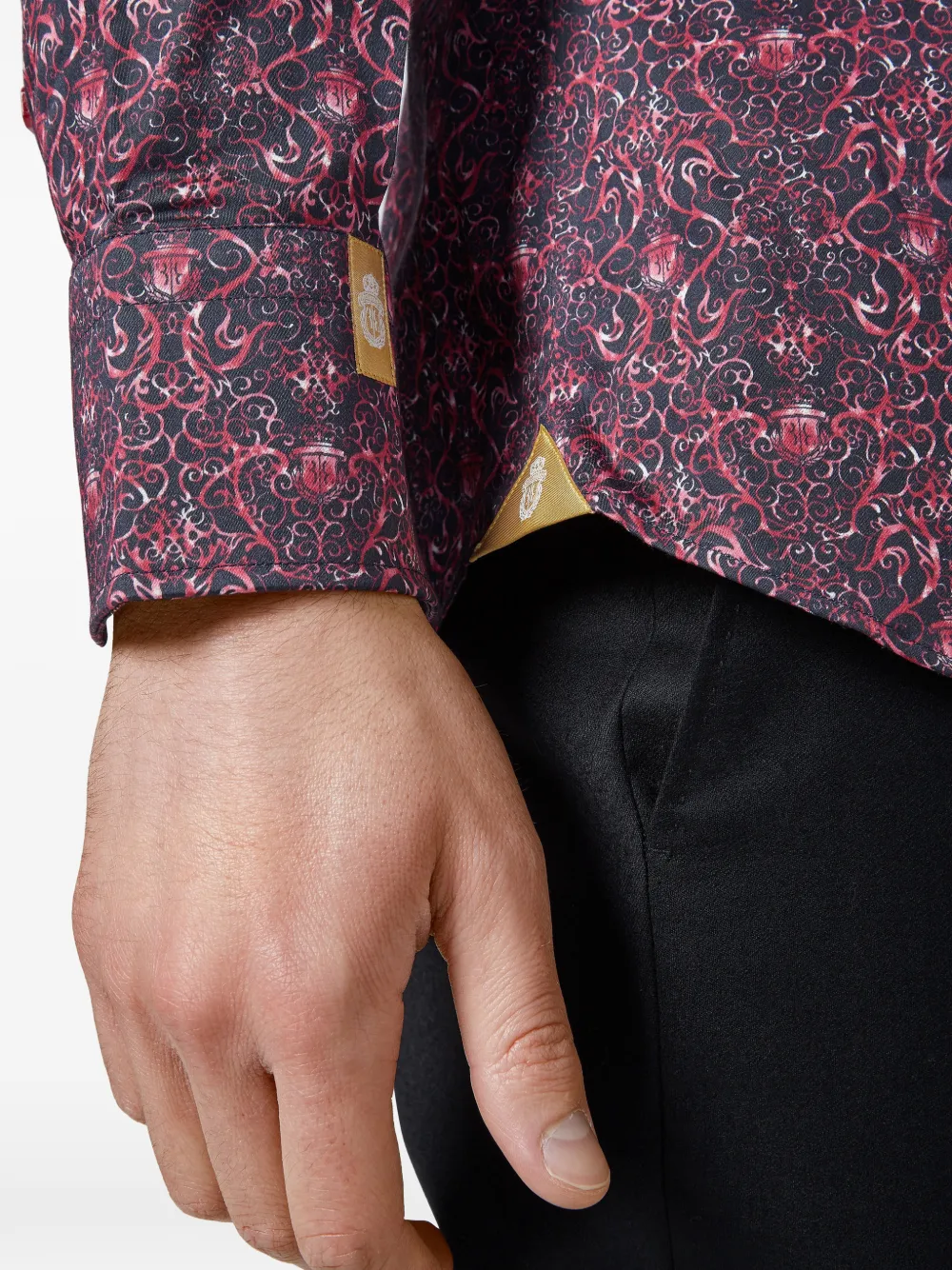 Billionaire Crest slim-fit overhemd met barokprint Zwart