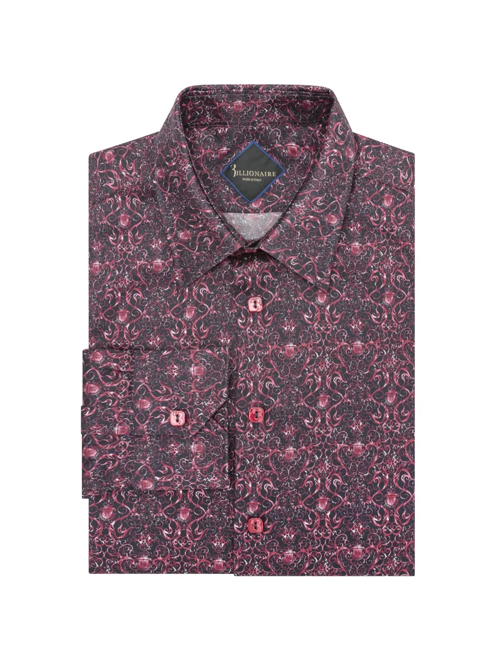 Billionaire Crest slim-fit overhemd met barokprint Zwart