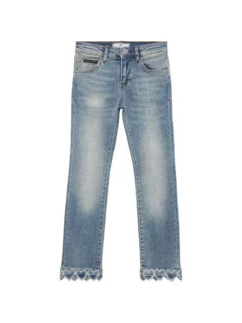 Philipp Plein Junior heart-detail denim jeans