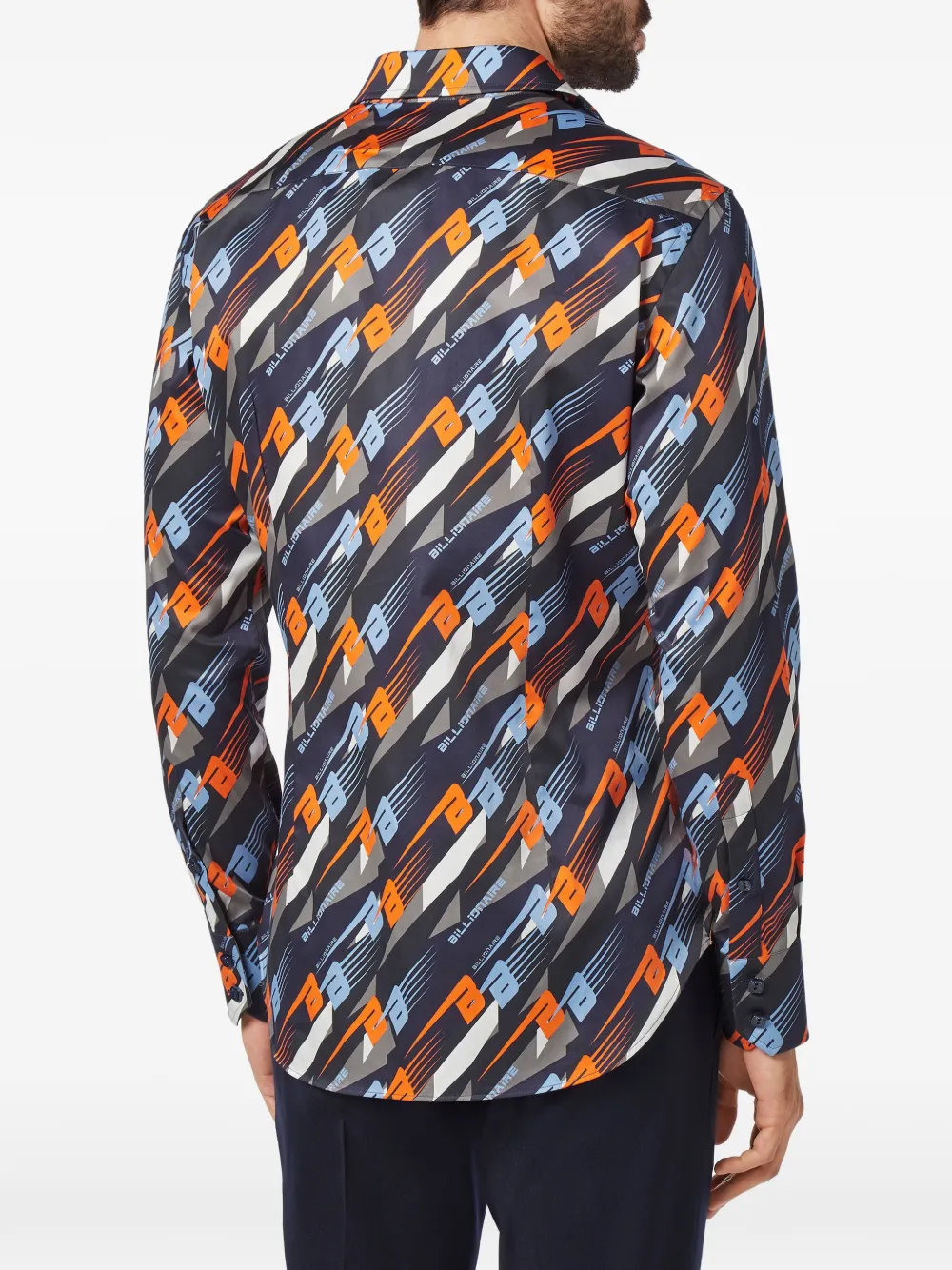 Billionaire Milano Cars Racing overhemd met patroon Blauw