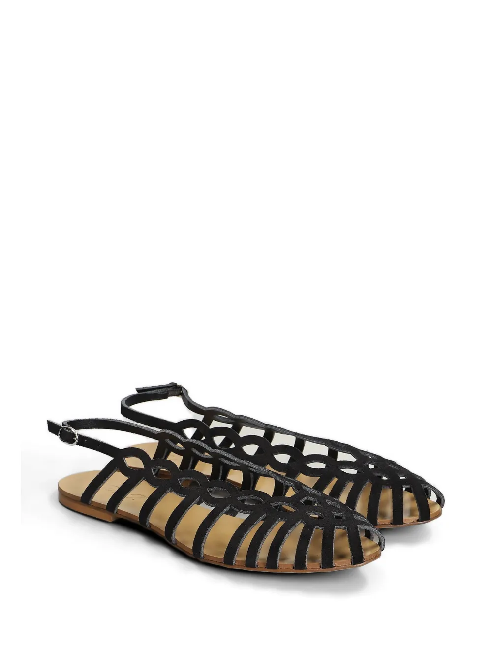 Anna F. cage-construction slingback sandals Zwart