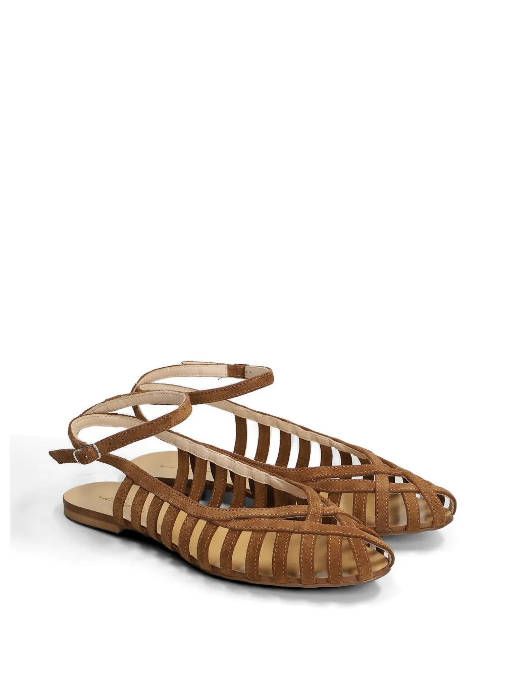 Anna F. cage-strap suede sandals Bruin
