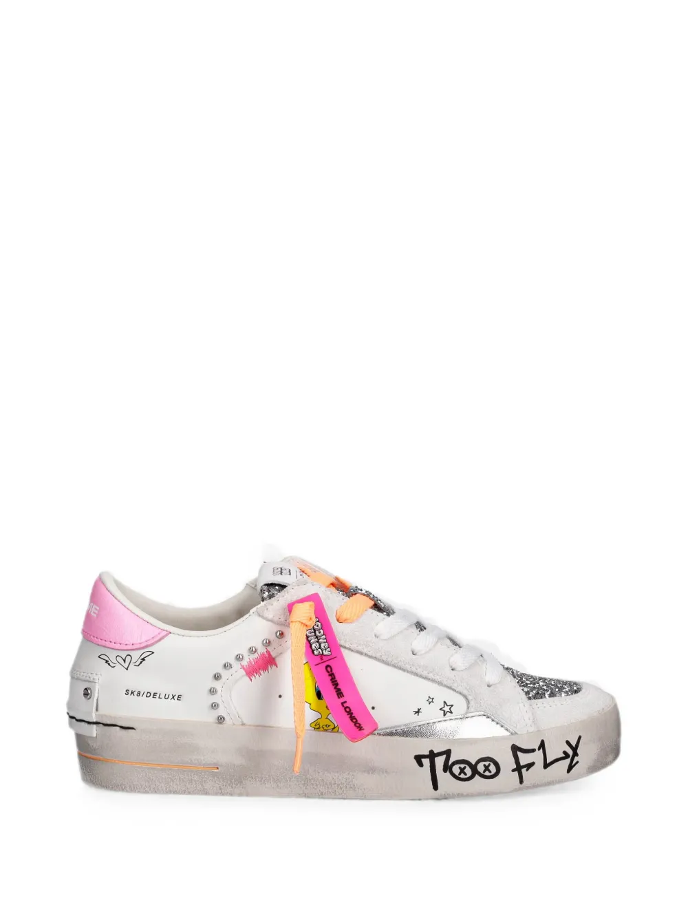 Crime London x Looney tunes Sk8 Deluxe glitter-detail sneakers - Weiß