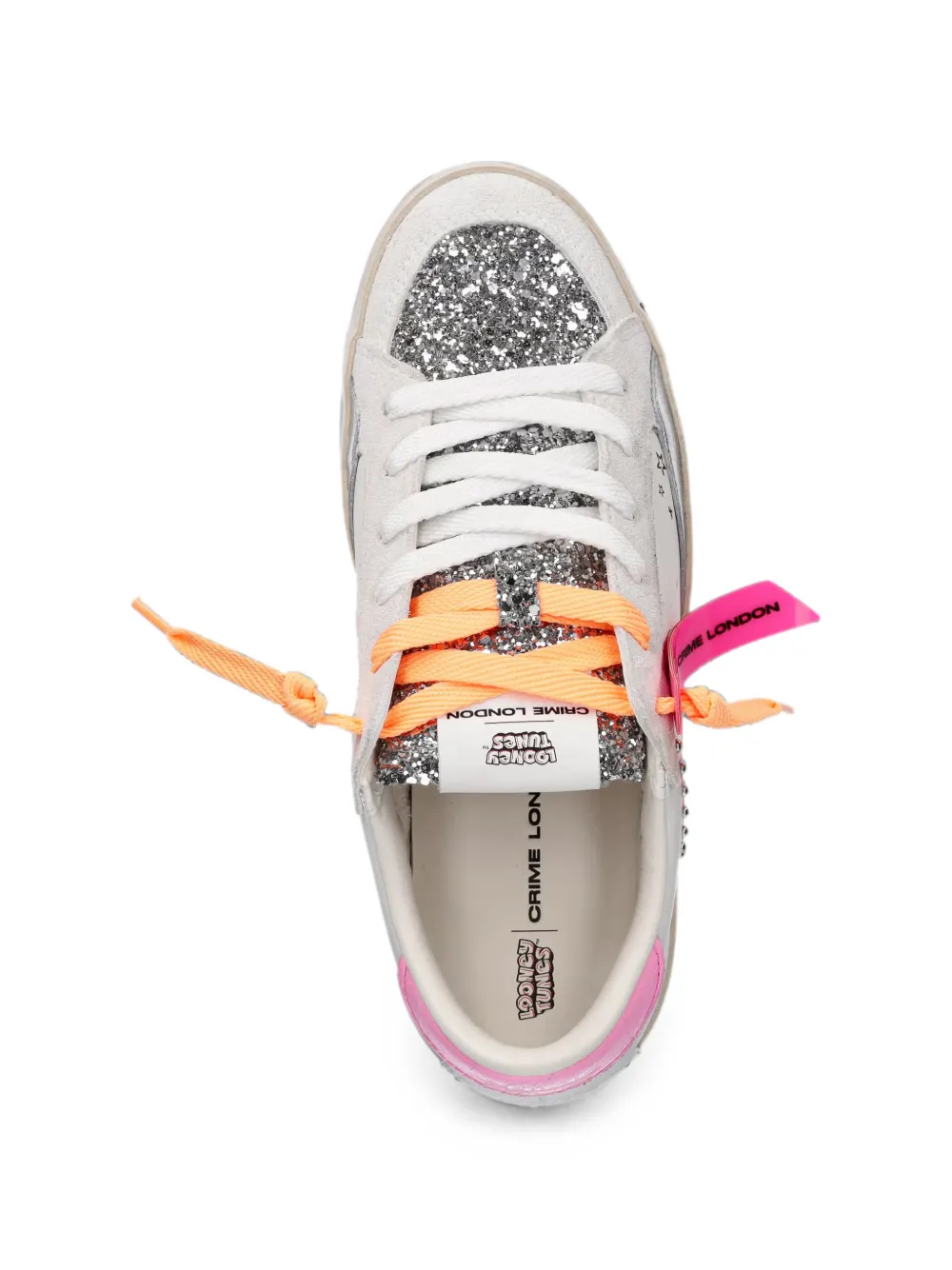 Crime London x Looney tunes Sk8 Deluxe glitter-detail sneakers Wit
