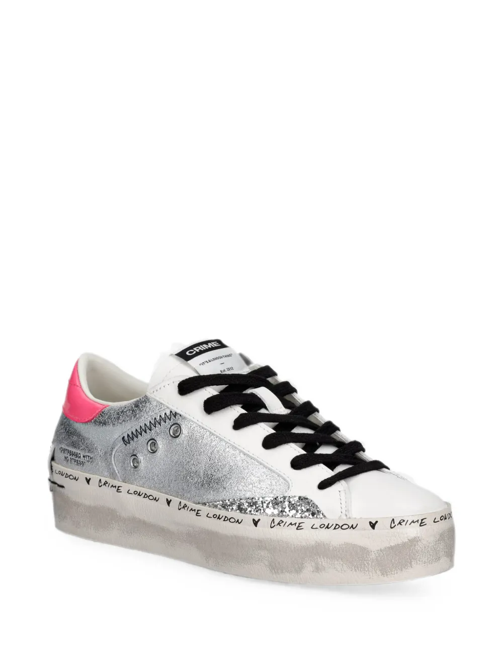 Crime London glitter-detail platform sneakers Wit