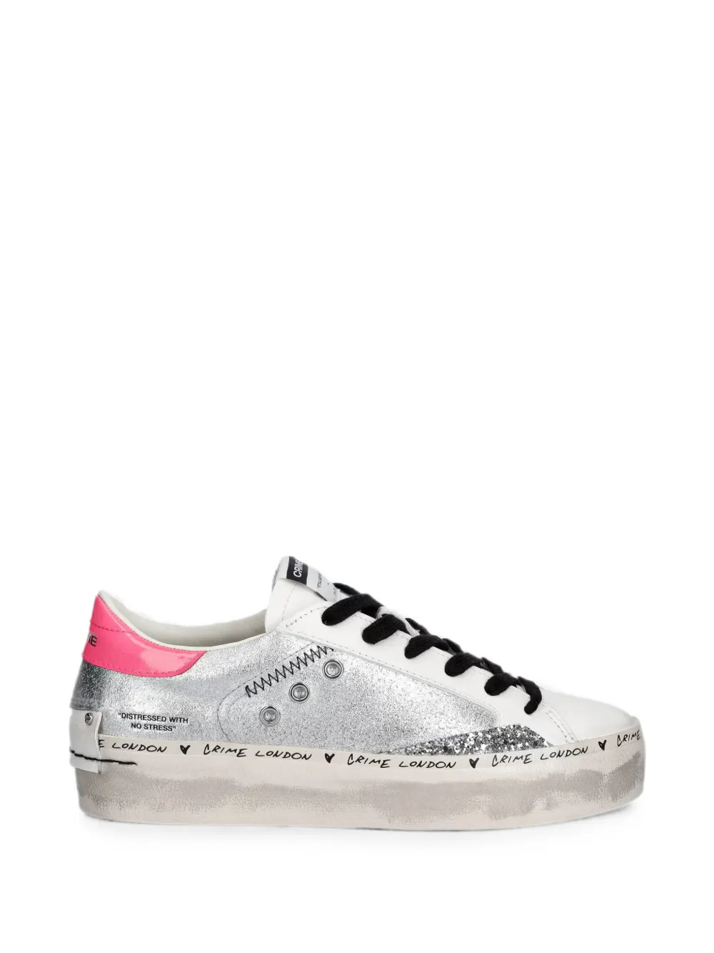 Crime London glitter-detail platform sneakers Wit
