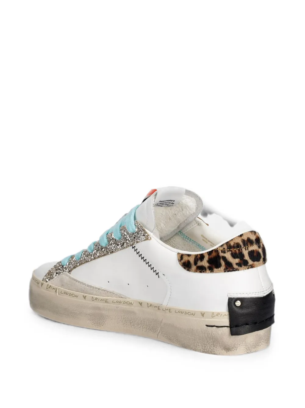 Crime London glitter-detail leopard-print sneakers Wit