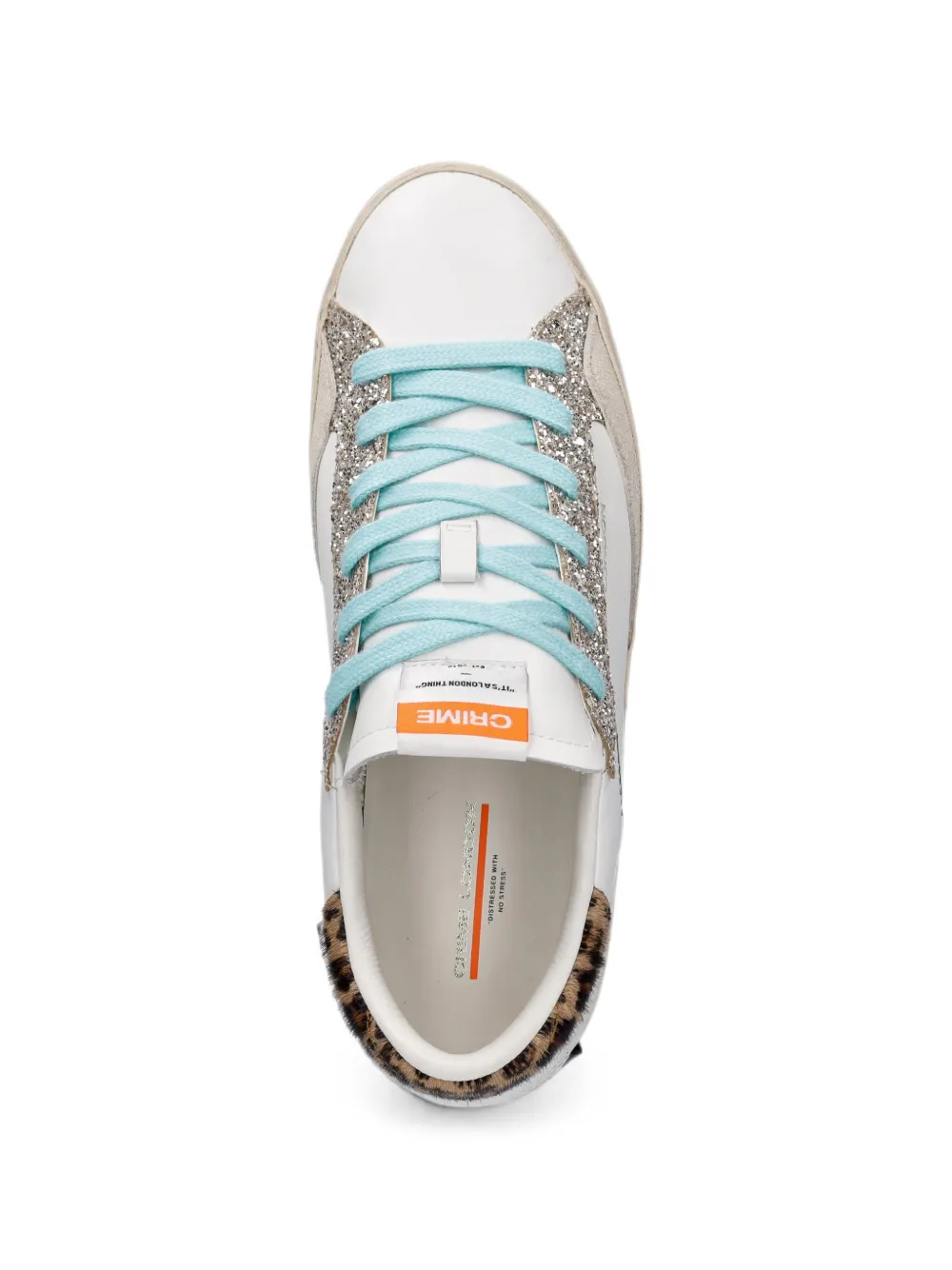 Crime London glitter-detail leopard-print sneakers Wit