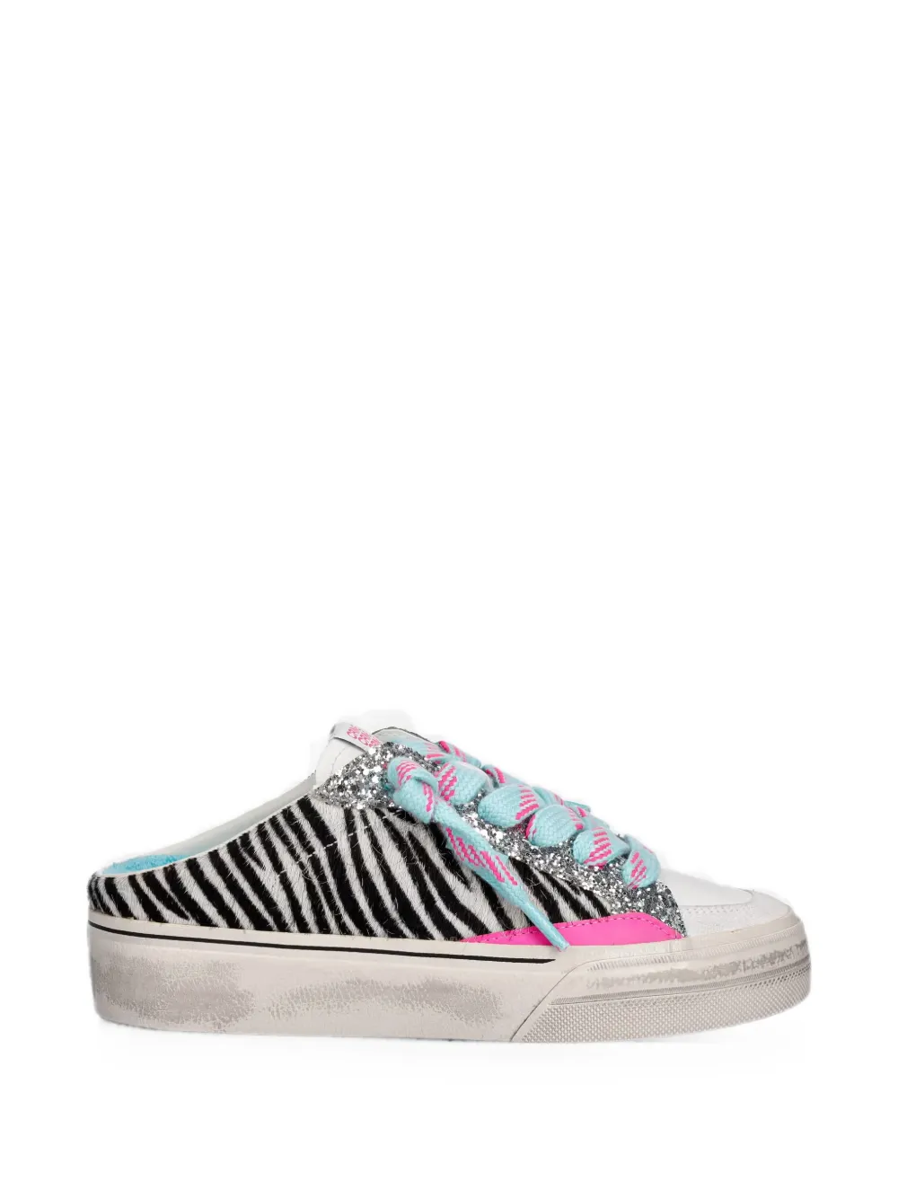 Crime London Soho zebra-print glitter sneakers - Weiß