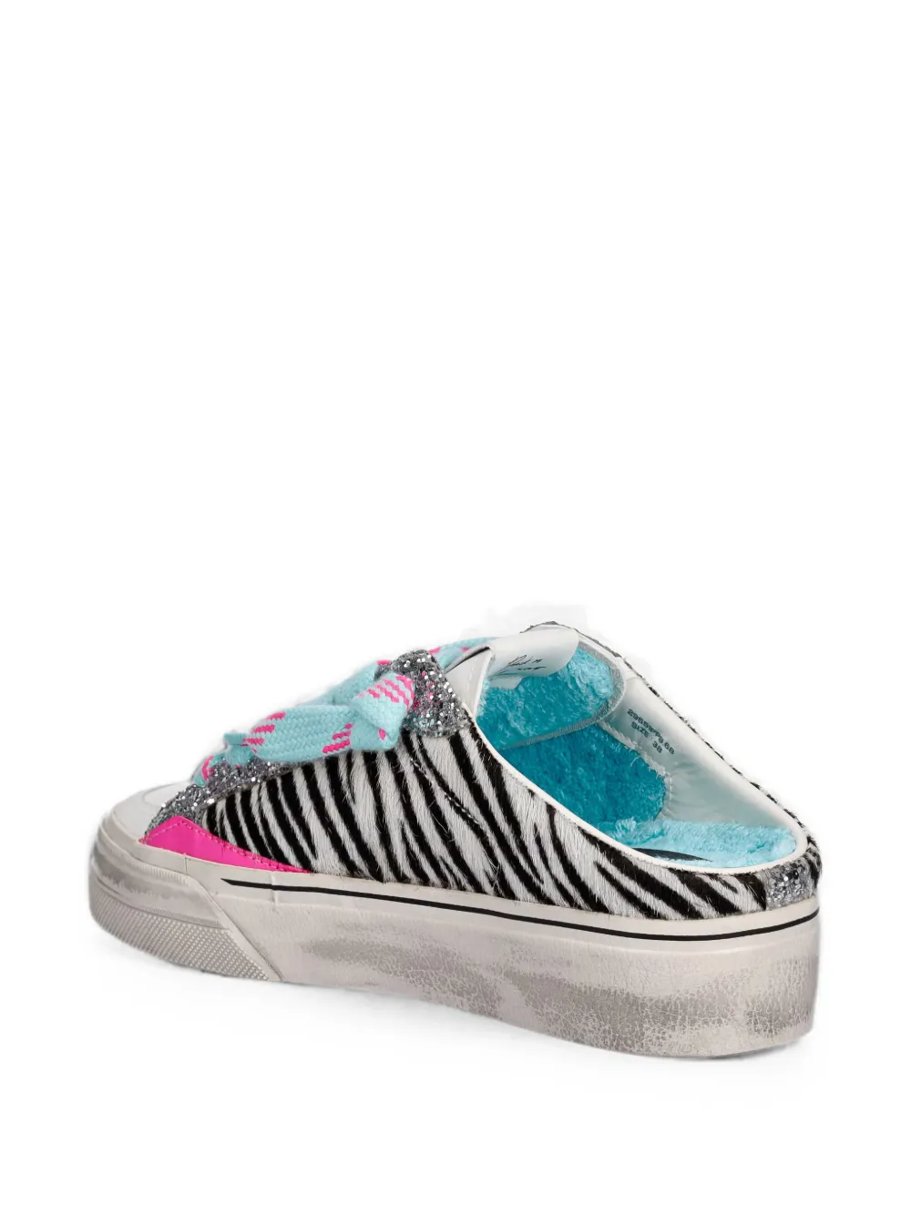Crime London Soho zebra-print glitter sneakers Wit