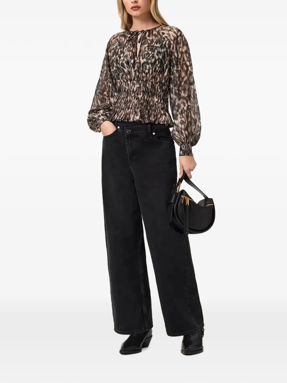 AllSaints Cern blouse met luipaardprint Bruin