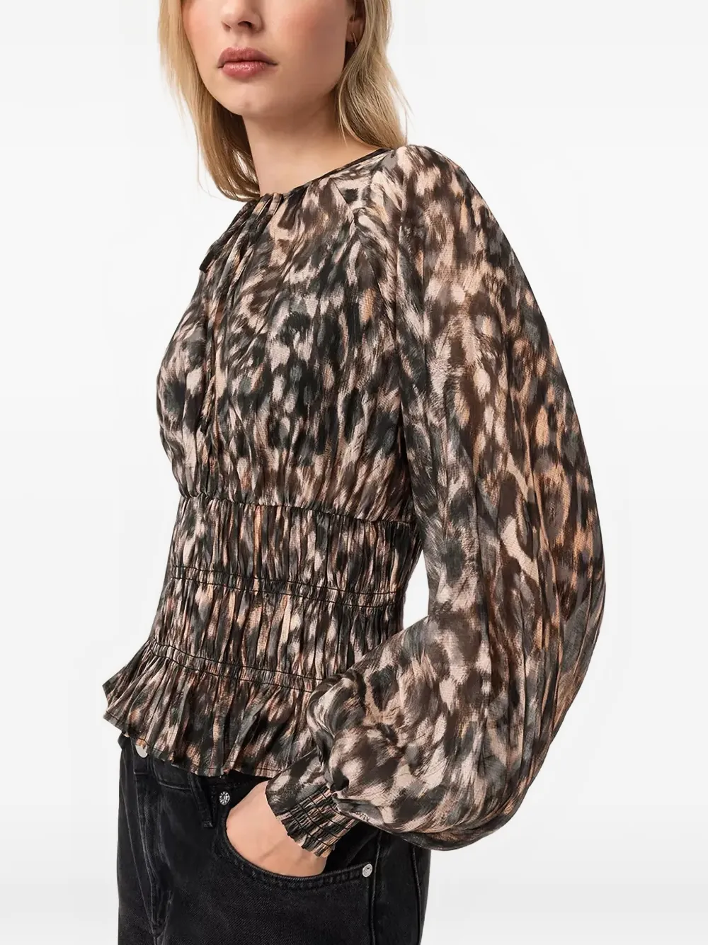 AllSaints Cern blouse met luipaardprint Bruin