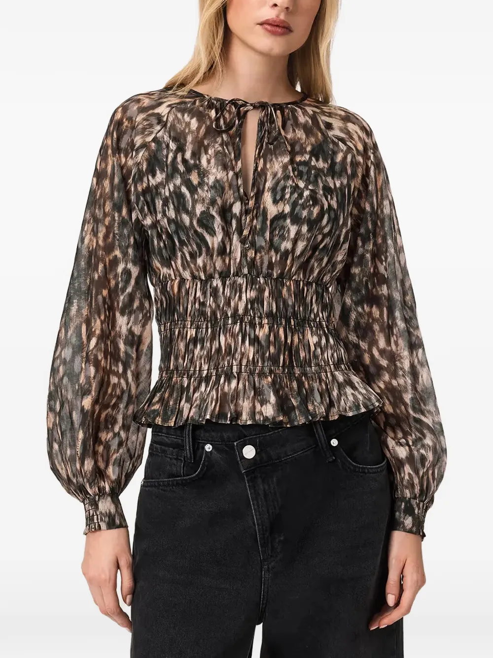 AllSaints Cern Bluse mit Leoparden-Print - Braun