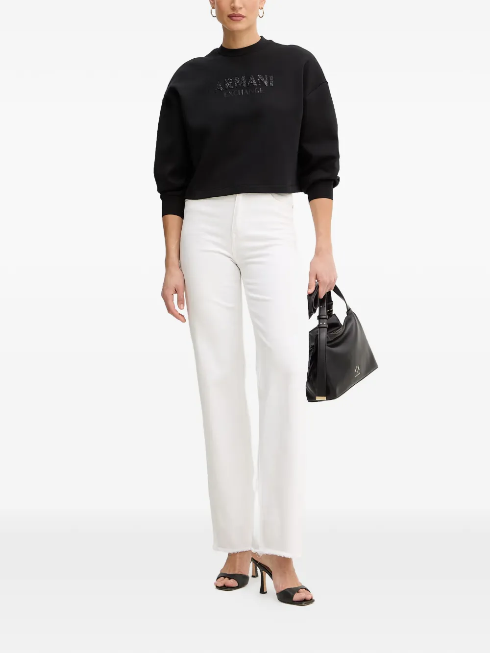 Armani Exchange Sweater met logo Zwart