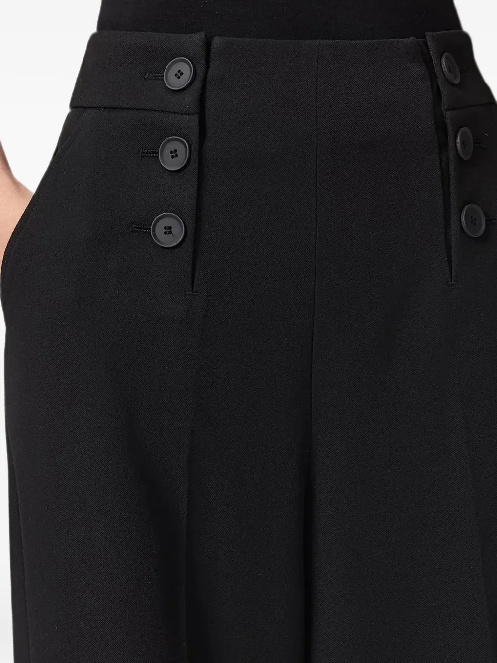 AllSaints Raina broek met wijde pijpen en knoop detail Zwart