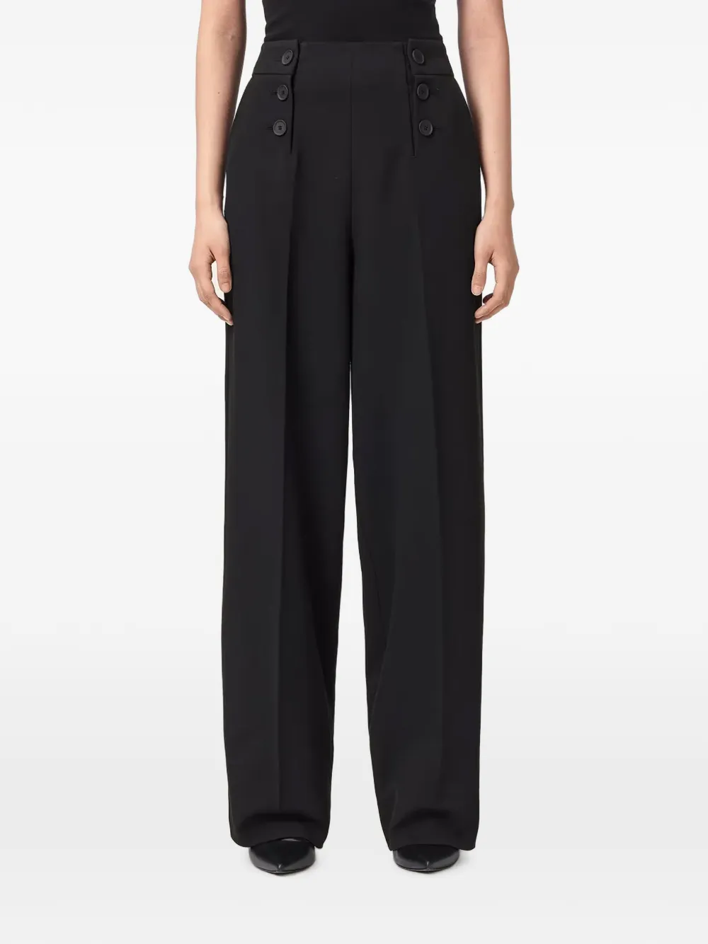 AllSaints Raina button-detail wide-leg trousers - Nero