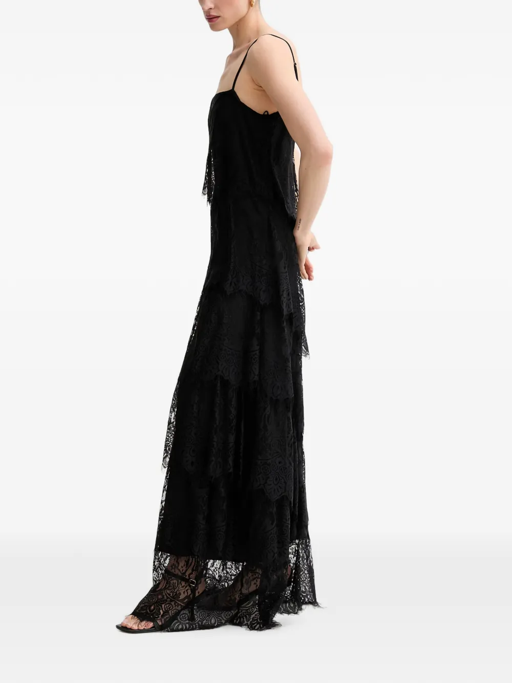 Aniye By Silva gelaagde maxi-dress met kant Zwart