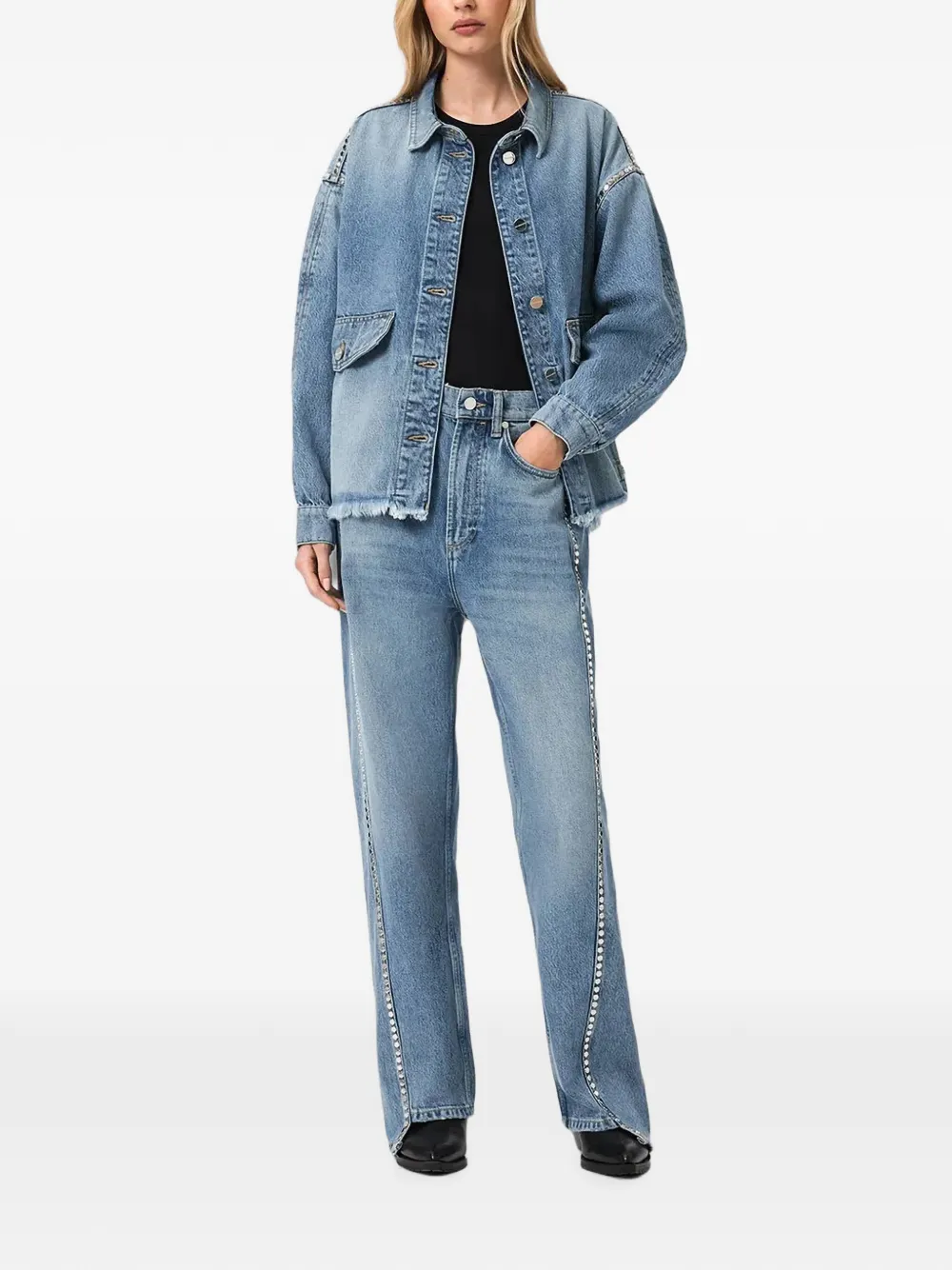 AllSaints Frankie jeans verfraaid met studs Blauw