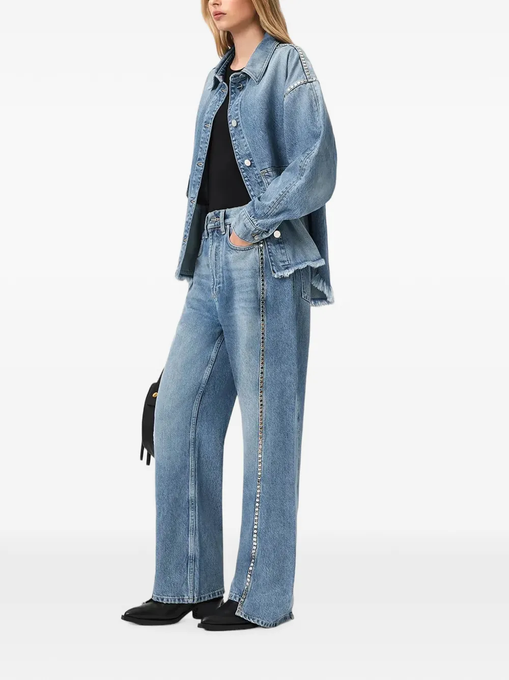 AllSaints Frankie jeans verfraaid met studs Blauw