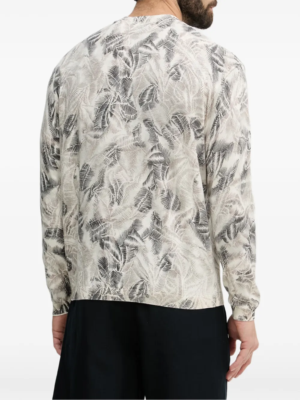 Armani Exchange Trui met bladerprint Beige