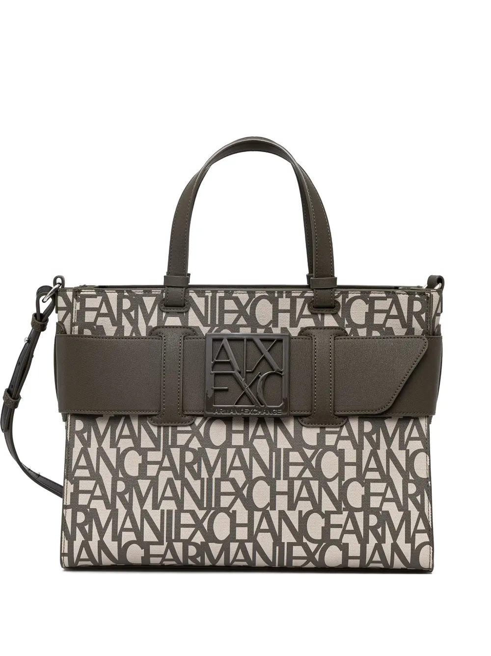 Armani Exchange logo-print buckle-detail tote bag - Toni neutri