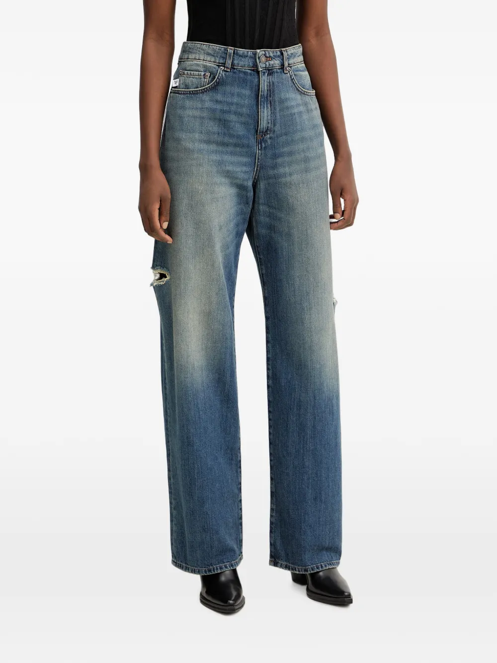 Aniye By Frida distressed wide-leg jeans - Blu