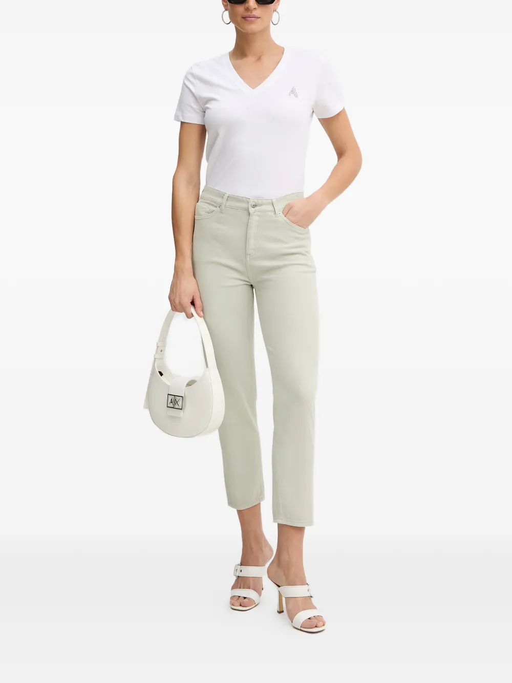Armani Exchange Cropped jeans met logo-label Groen