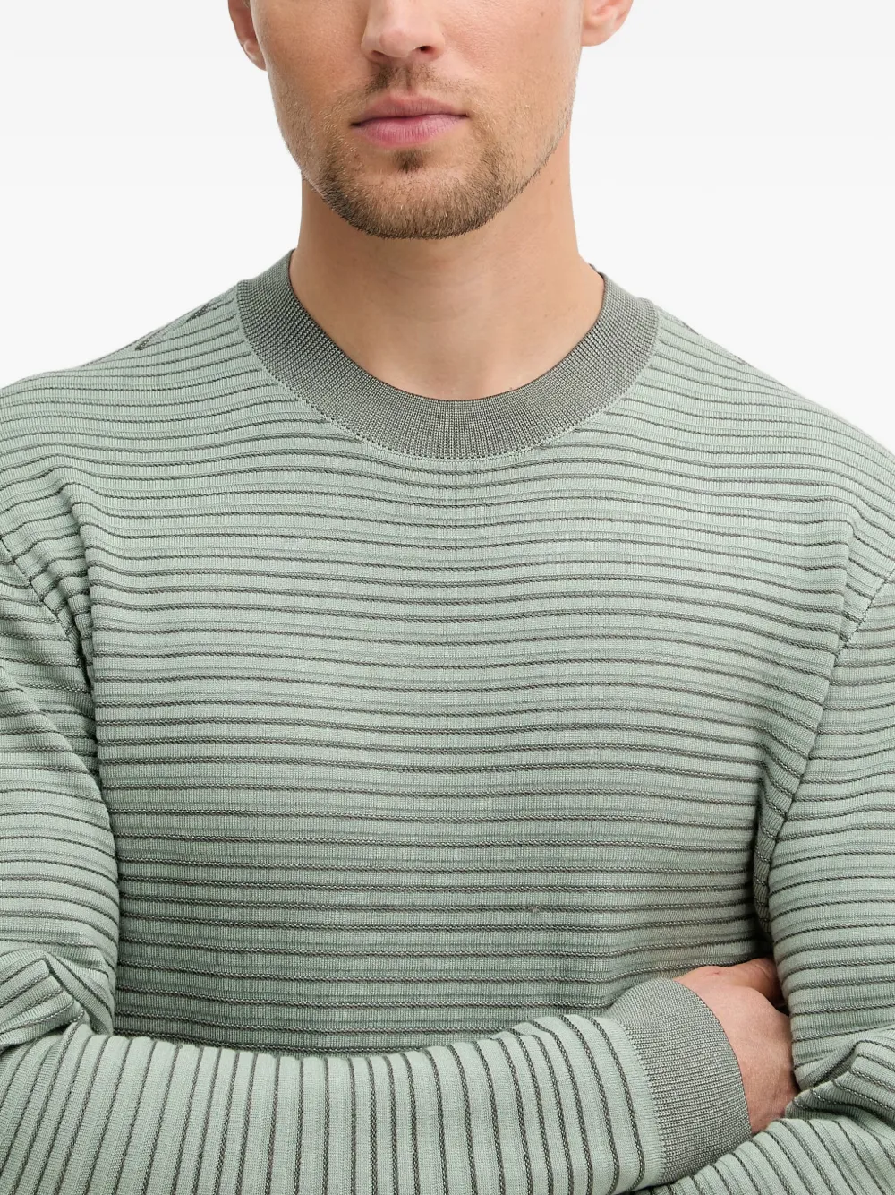 Armani Exchange Sweater met horizontale streep Groen