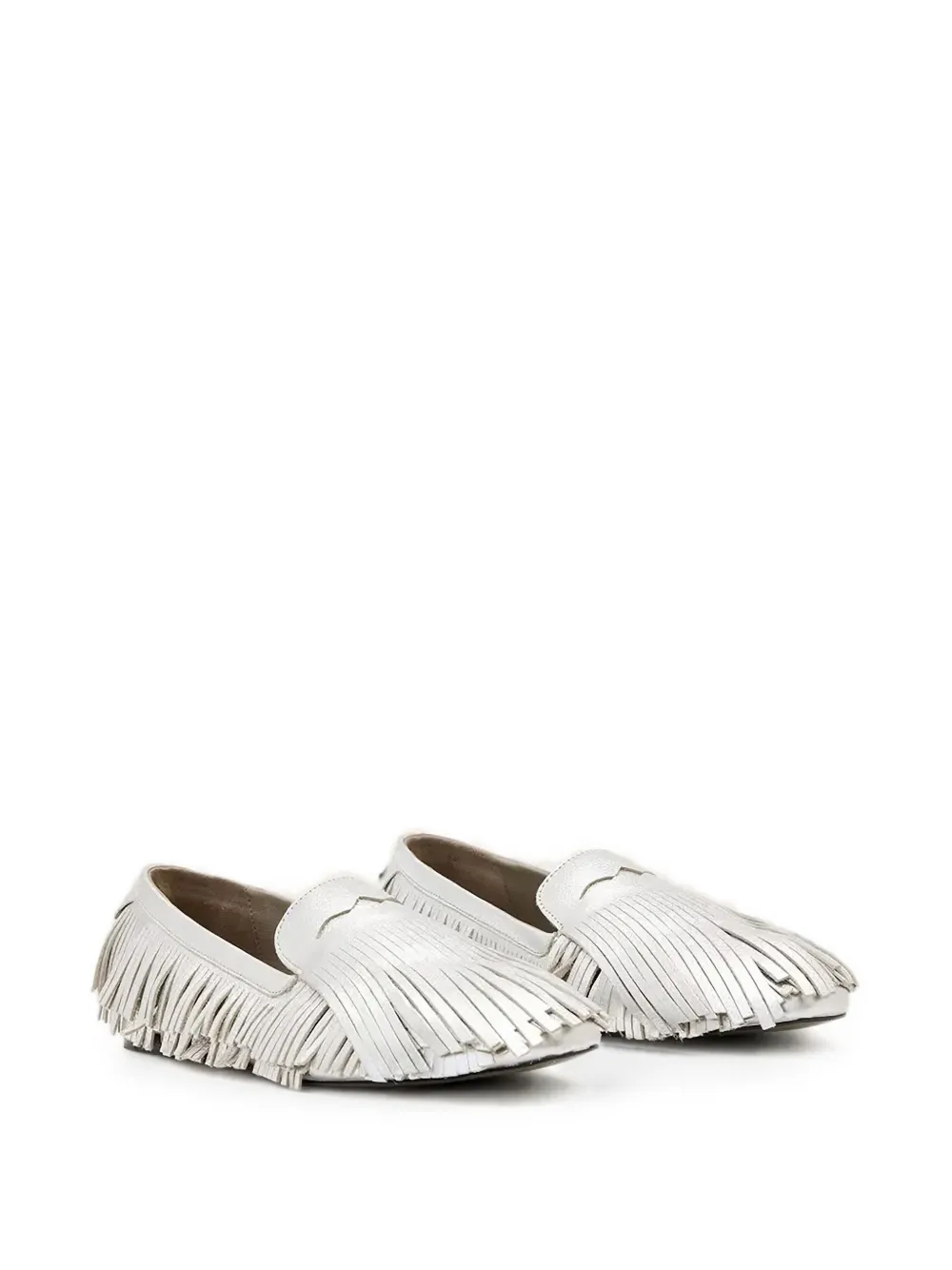 AllSaints Sandy metallic loafers met franje Zilver