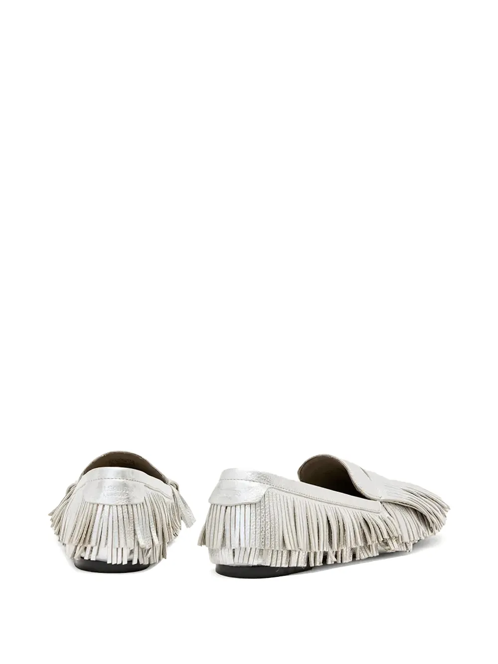 AllSaints Sandy metallic loafers met franje Zilver