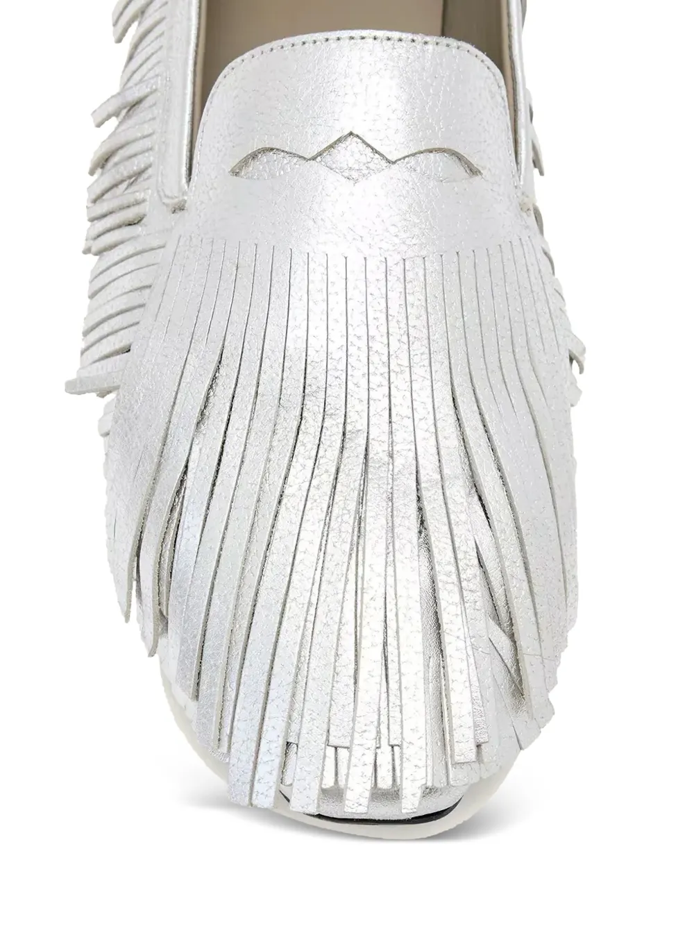 AllSaints Sandy metallic loafers met franje Zilver