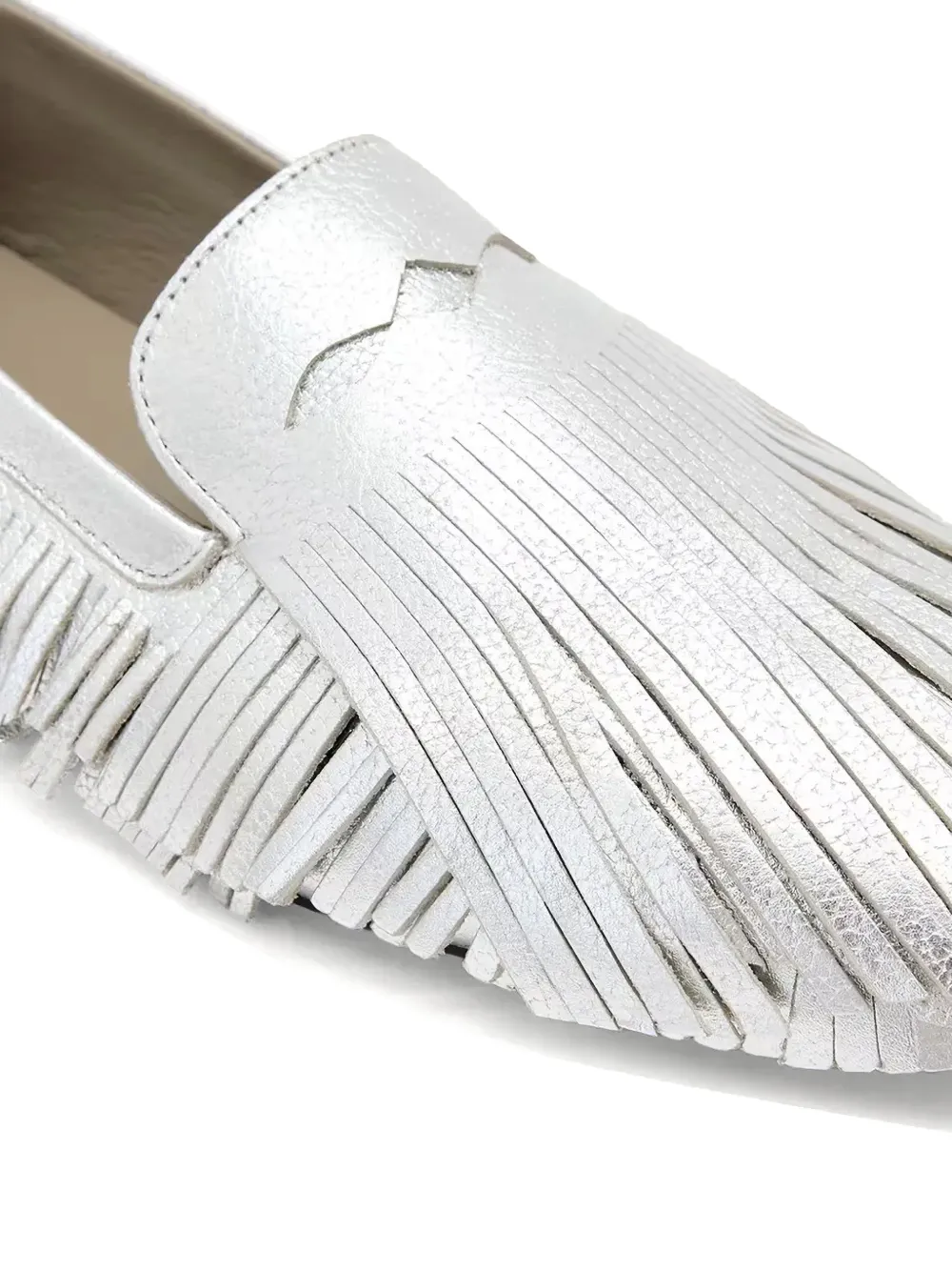 AllSaints Sandy metallic loafers met franje Zilver