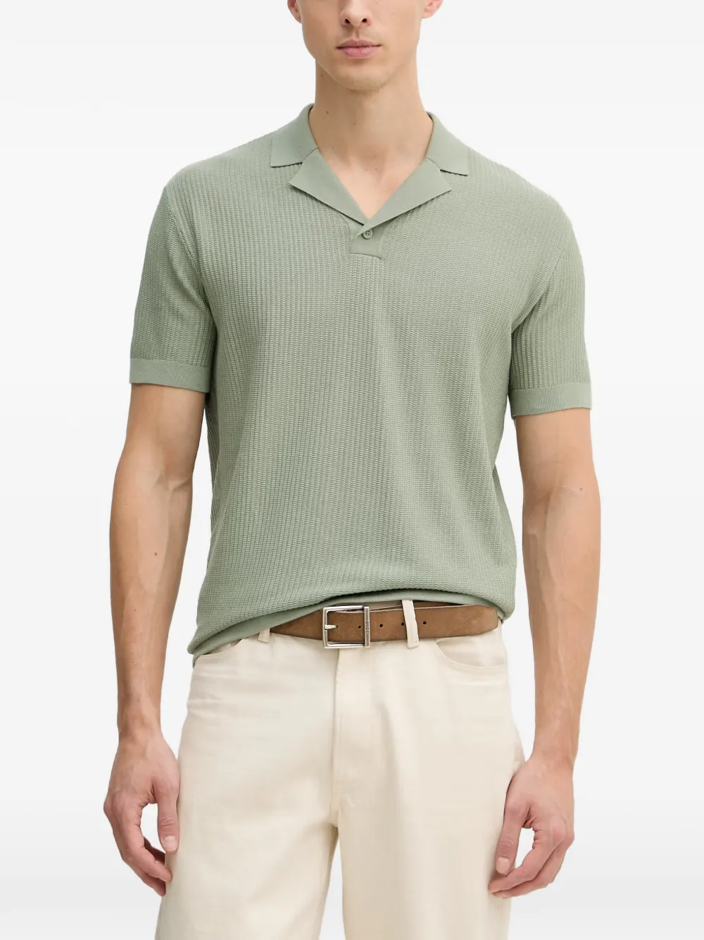 Armani Exchange ribbed-knit polo shirt - Verde