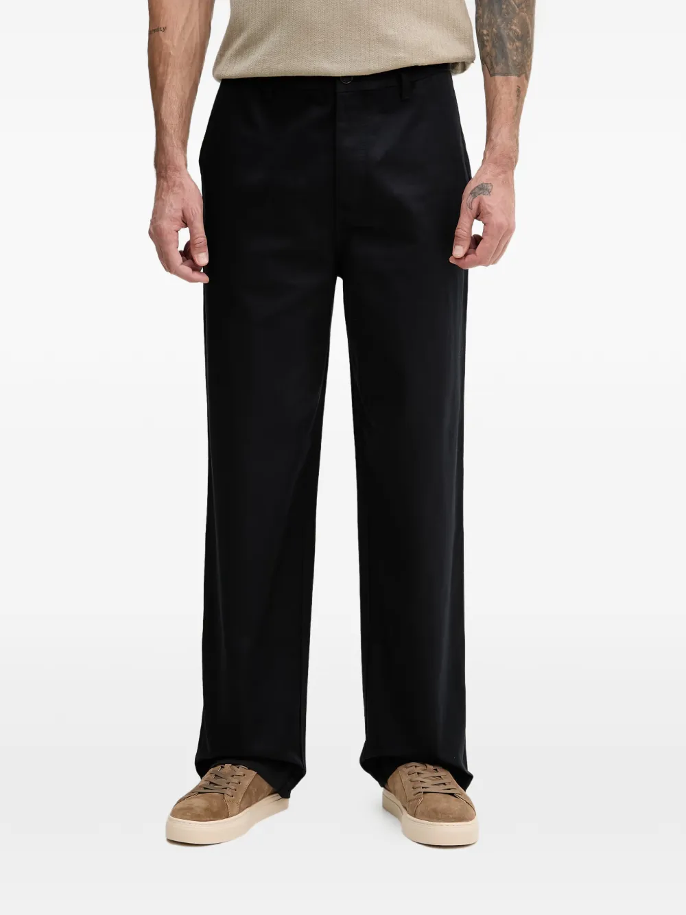 Armani Exchange logo-plaque straight-leg trousers - Blu