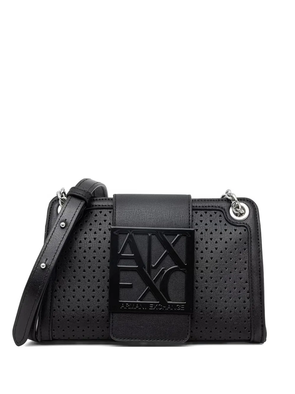 Armani Exchange perforated logo-plaque cross body bag - Nero