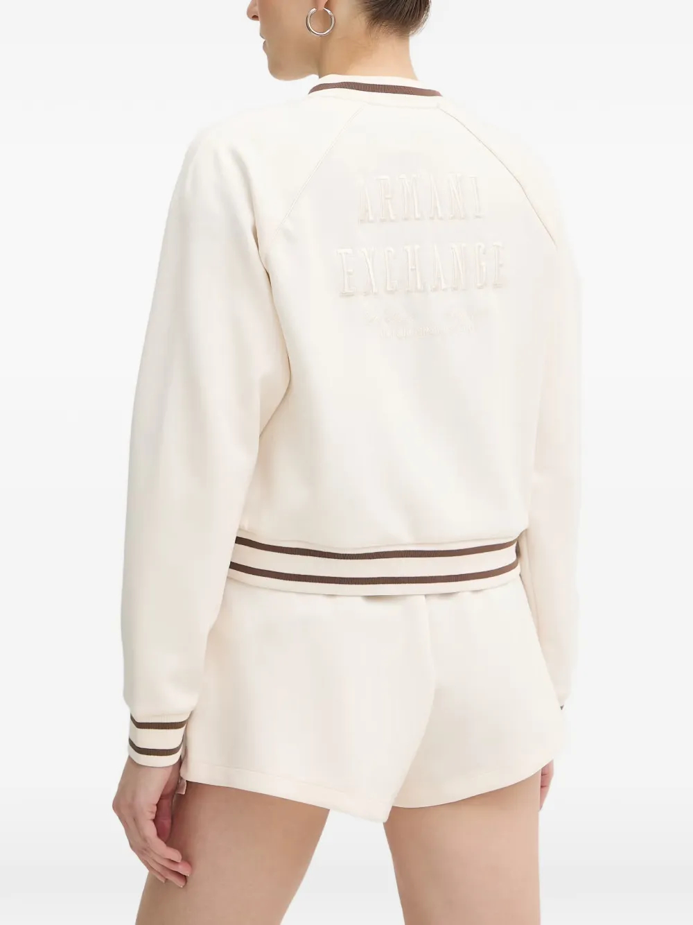 Armani Exchange Jack met geborduurd logo en gestreepte afwerking Wit