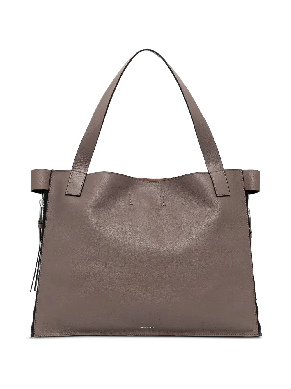 AllSaints Marlo leather side-zip tote bag - Marrone