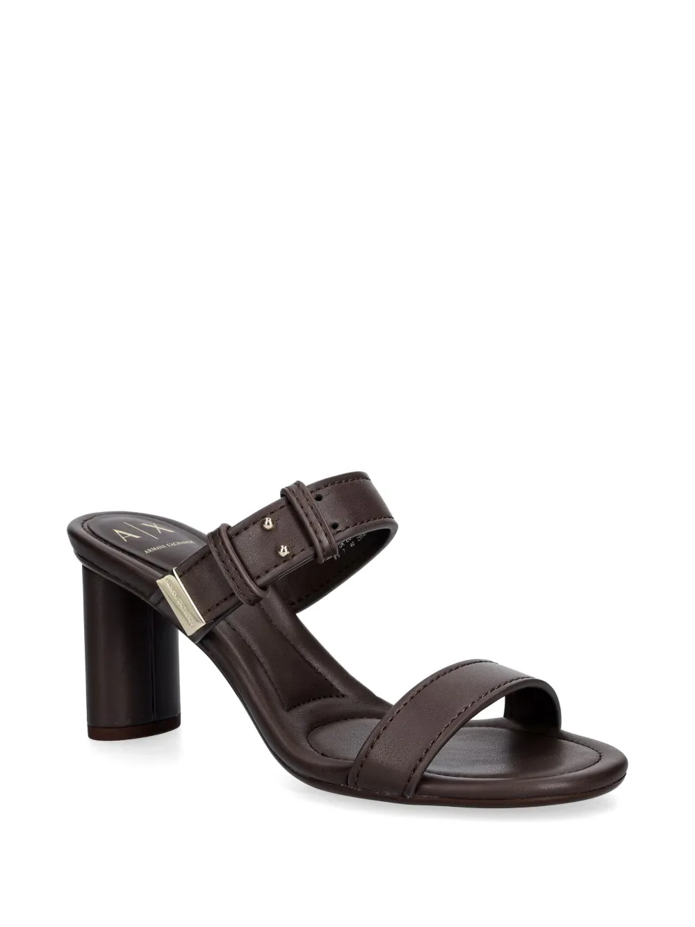 Armani Exchange Sandalen met gespdetail en blokhak Bruin