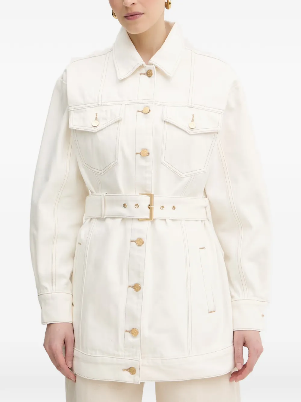 Armani Exchange belted denim jacket - Weiß