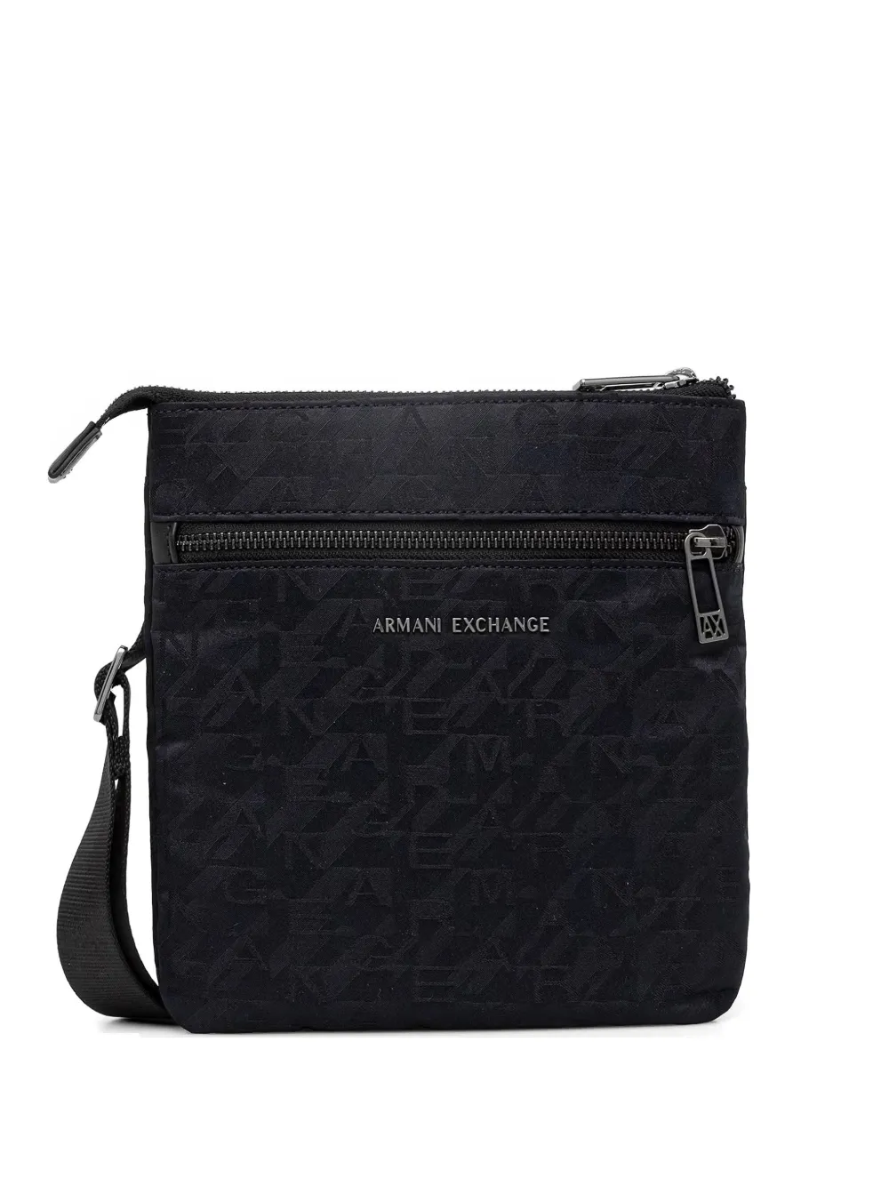 Armani Exchange monogram-pattern logo-plaque messenger bag - Blu